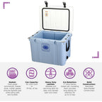 Elite 55 Qt. Rotational-Molded Customizable Cooler System with 1-Set of Beach Wheels in Corn Flower