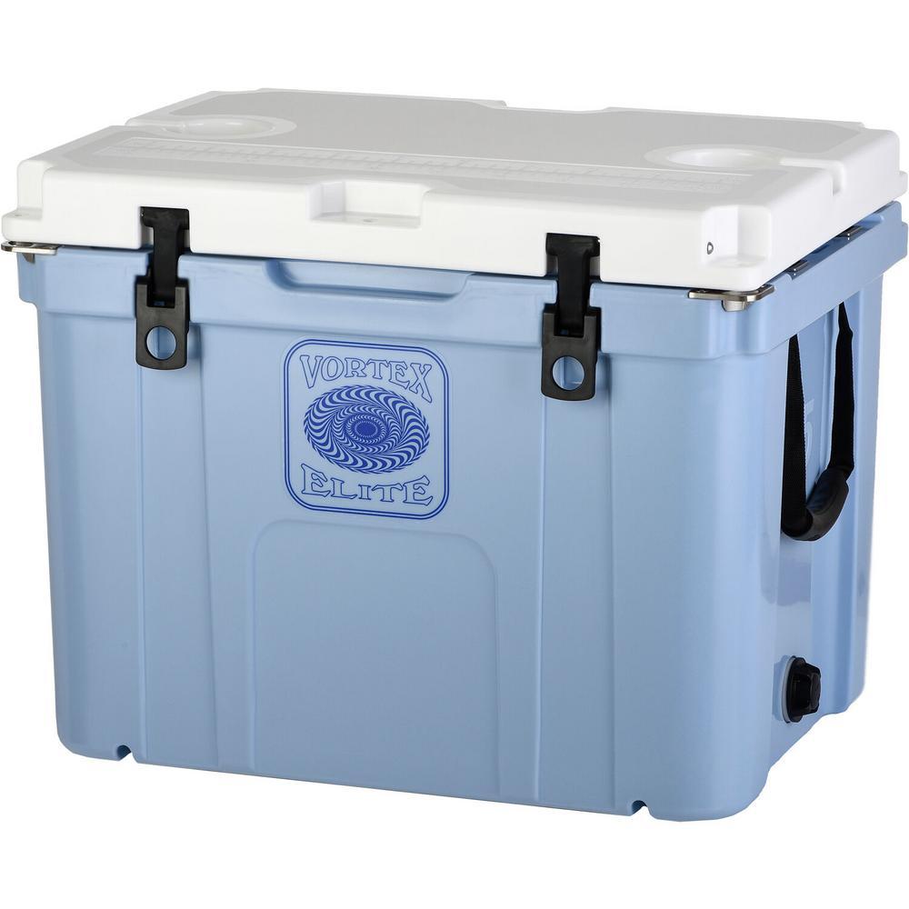 Elite 55 Qt. Rotational-Molded Customizable Cooler System with 1-Set of Beach Wheels in Corn Flower