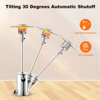 48000 BTU Outdoor Propane Patio Heater, Tainless Steel Outside Space Gas Heater with Wheels, Standing Patio Floor Air Heater, for Commercial, Residential, Garden, Porch, Party, Deck