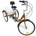 HKPLDE 24 Inch Adult Tricycle 3 Wheel Bicycle with White Basket Adult Tricycle Bike with Steel Frame
