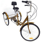 HKPLDE 24 Inch Adult Tricycle 3 Wheel Bicycle with White Basket Adult Tricycle Bike with Steel Frame
