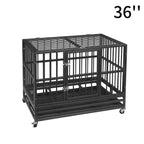 PUPZO Heavy Duty Dog CaCrate Kennel Carbon Steel with Four Wheels for LarDogs Easy to Install