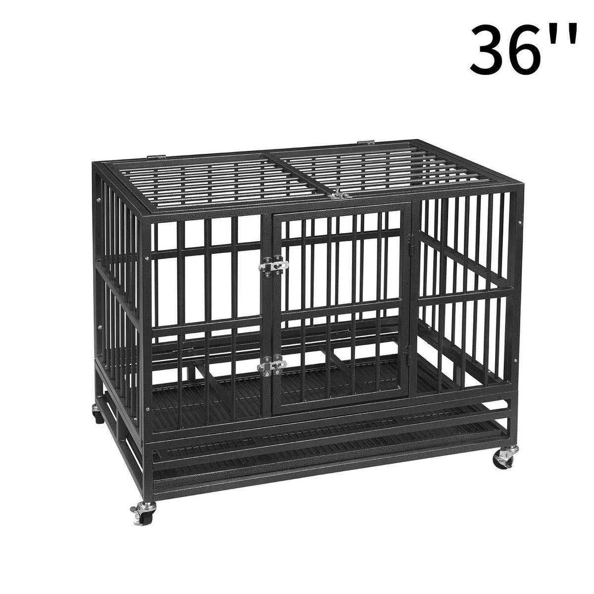 PUPZO Heavy Duty Dog CaCrate Kennel Carbon Steel with Four Wheels for LarDogs Easy to Install