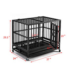 PUPZO Heavy Duty Dog CaCrate Kennel Carbon Steel with Four Wheels for LarDogs Easy to Install