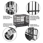 PUPZO Heavy Duty Dog CaCrate Kennel Carbon Steel with Four Wheels for LarDogs Easy to Install