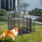 PUPZO Heavy Duty Dog CaCrate Kennel Carbon Steel with Four Wheels for LarDogs Easy to Install