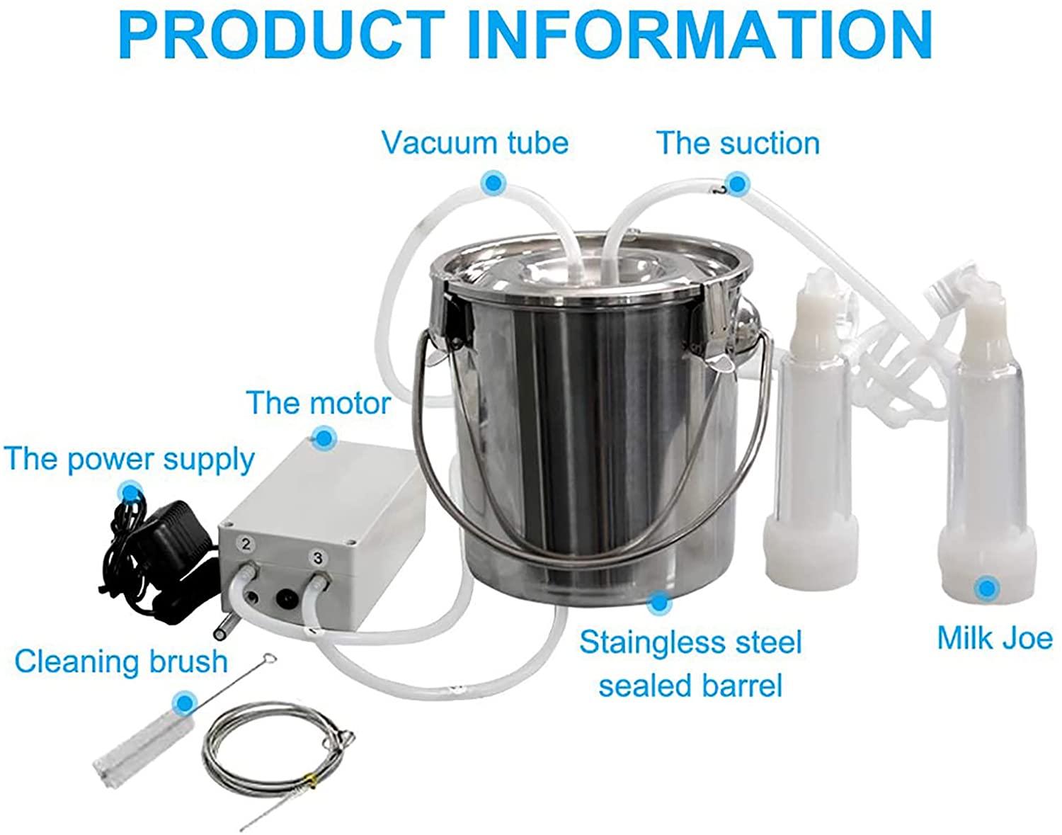 automatic portable livestock milking equipment, portable pulsation vacuum pump goat milker livstock milking machine, 14l goat milking machine, cow milking machine electric, common for cattle and shee