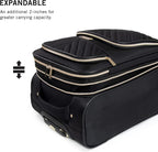 Women's Chelsea Luggage Chevron Softside 8-Wheel Spinner Expandable Suitcase Collection, Black, 24-Inch Checked
