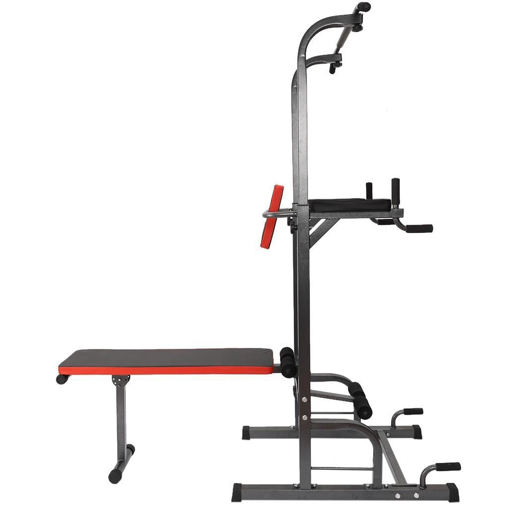 Power Tower Dip Station Pull Up Bar Sit Up Bench for Home Gym Dip Stands Strength Training Workout Equipment