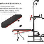 Power Tower Dip Station Pull Up Bar Sit Up Bench for Home Gym Dip Stands Strength Training Workout Equipment