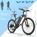 VIVI Electric Bike 27.5" Electric Mountain Bike 350W Adults Ebike Electric Commuter Bike, Electric Bicycle with Removable 10.4Ah Battery, Professional  21 Speed
