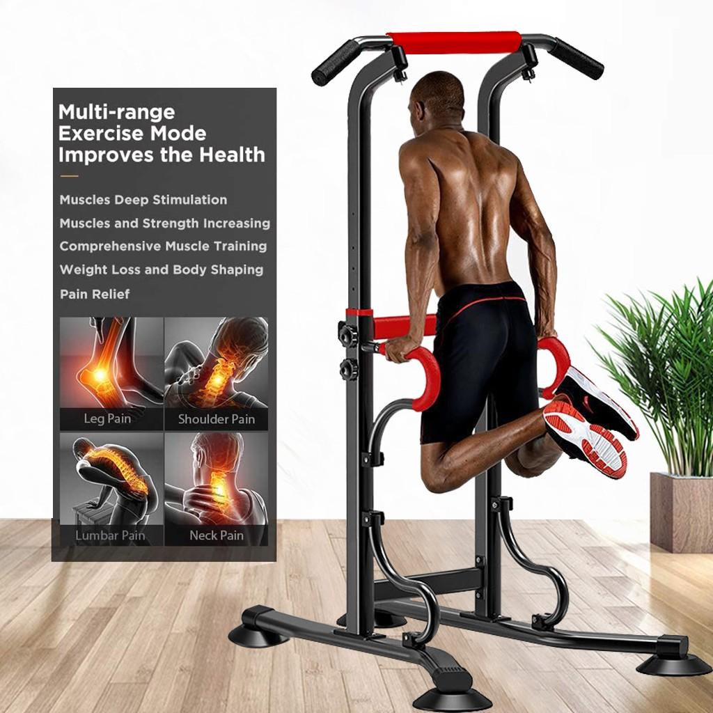 Pull Up &amp; Dip Stand Power Tower, Adjustable Multi-Function Fitness Strength Training Equipment