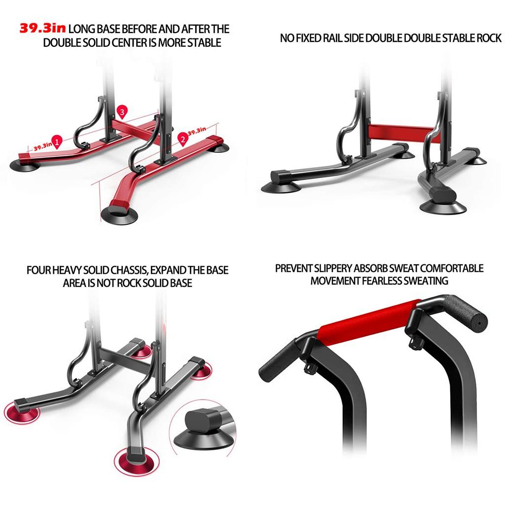 Pull Up &amp; Dip Stand Power Tower, Adjustable Multi-Function Fitness Strength Training Equipment