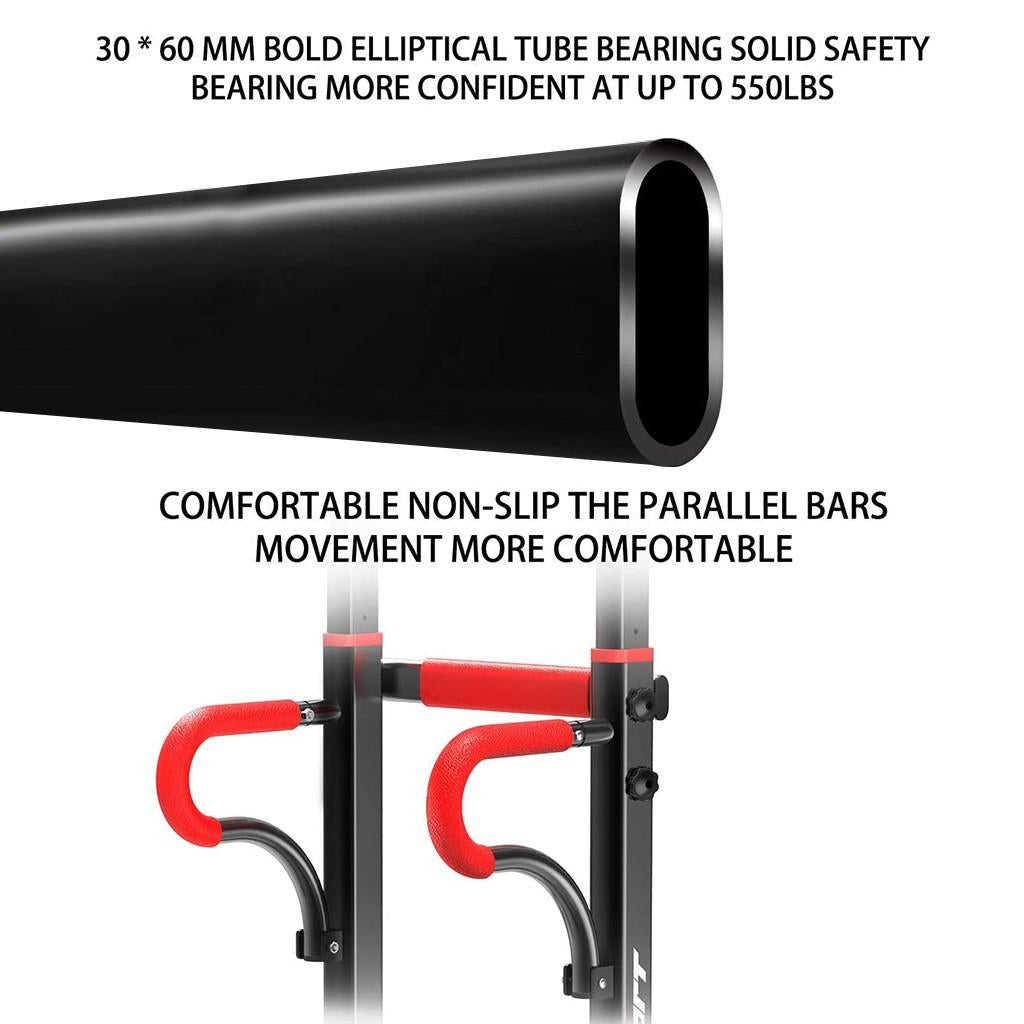 Pull Up &amp; Dip Stand Power Tower, Adjustable Multi-Function Fitness Strength Training Equipment
