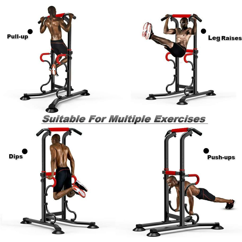 Pull Up &amp; Dip Stand Power Tower, Adjustable Multi-Function Fitness Strength Training Equipment