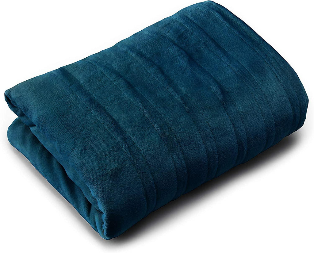 | Cabin Comfort Plush Heated Electric Warming Blanket, Full, Peacock
