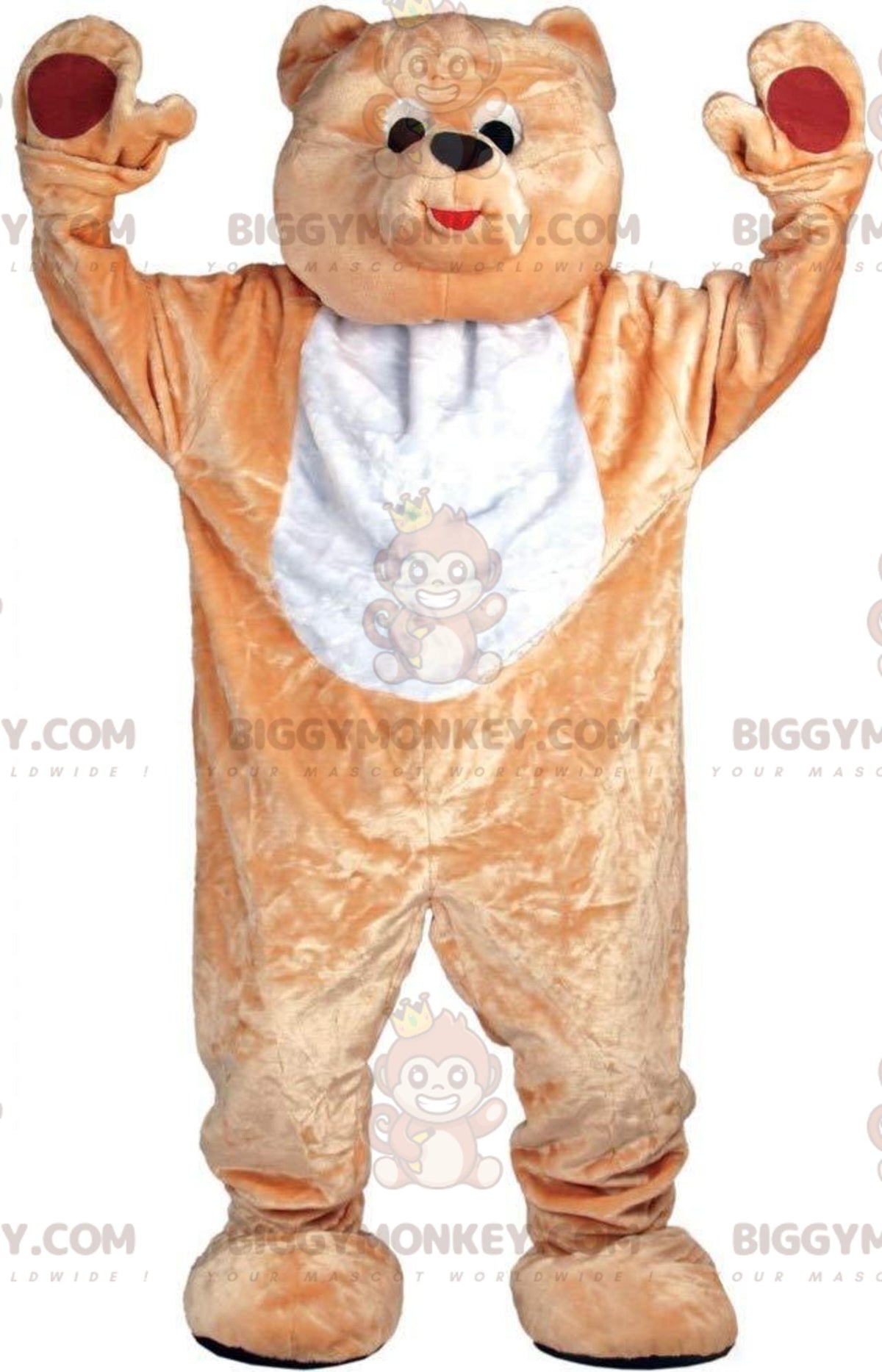 Brown and White Teddy Bear BIGGYMONKEYMascot Costume, Teddy Bear Costume