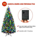 7FT Pre-Lit Artificial Christmas Tree Hinged Tree w/Metal Stand LED Lights