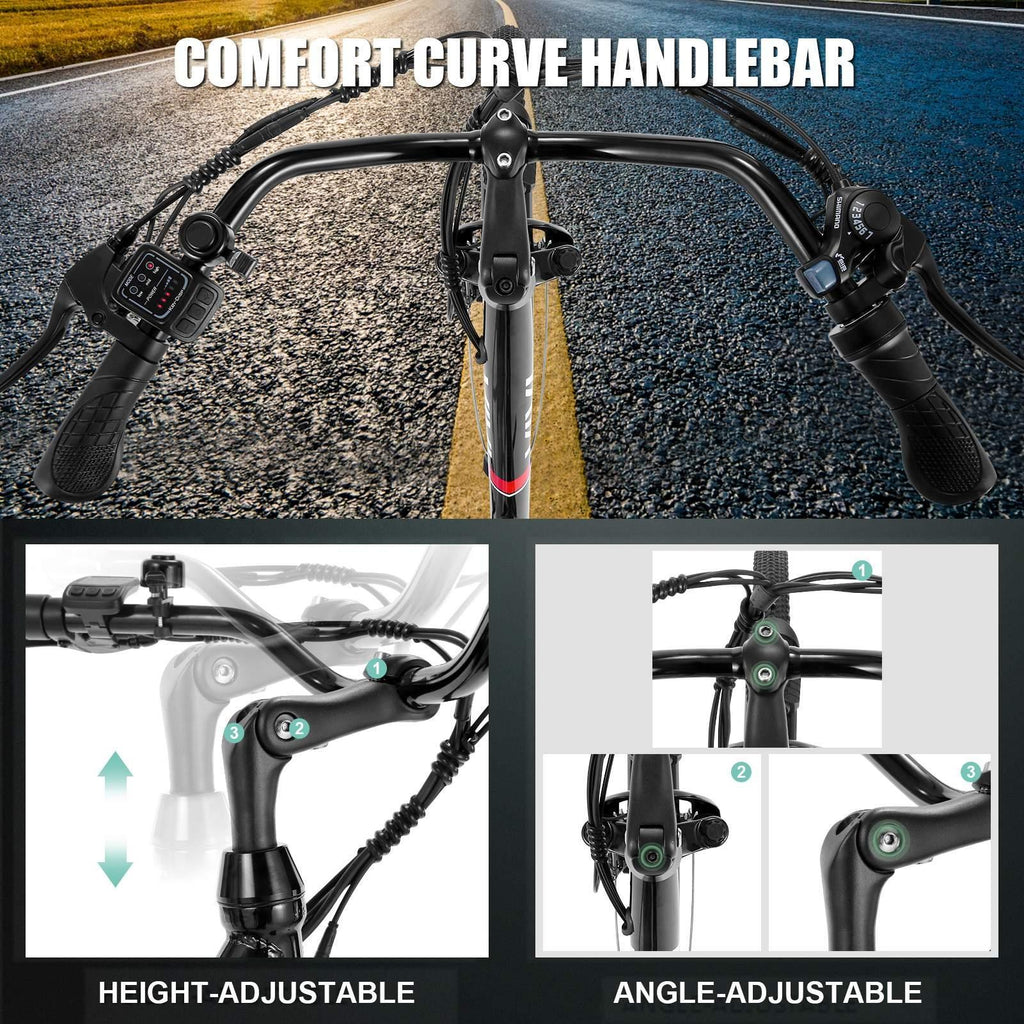 VIVI 350W 26" 25 Miles Electric Bike Adjustable Comfortable Cruiser and Hybrid Bicycle wtih Double Disc Brakes, 3 Mode &amp; 7-Speed Gear, Removable Lithium-ion Battery, Headlamp Commuter Electric Bicycle