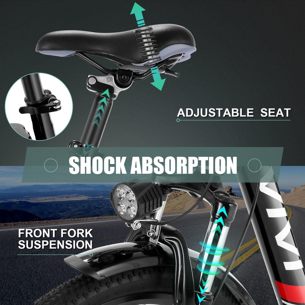 VIVI 350W 26" 25 Miles Electric Bike Adjustable Comfortable Cruiser and Hybrid Bicycle wtih Double Disc Brakes, 3 Mode &amp; 7-Speed Gear, Removable Lithium-ion Battery, Headlamp Commuter Electric Bicycle