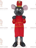 BIGGYMONKEYMascot Costume Gray Mouse In Butler Outfit