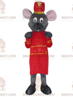 BIGGYMONKEYMascot Costume Gray Mouse In Butler Outfit