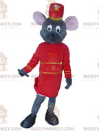 BIGGYMONKEYMascot Costume Gray Mouse In Butler Outfit