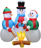Two Christmas Party Decorations Bundle, Includes 5 Foot Tall HuChristmas Inflatable Snowmen Snowman Campfire Camping, and 9 Foot Long Christmas Inflatable Penguin Reindeer Polar Bear Christmas Tree