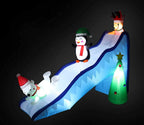 Two Christmas Party Decorations Bundle, Includes 5 Foot Tall HuChristmas Inflatable Snowmen Snowman Campfire Camping, and 9 Foot Long Christmas Inflatable Penguin Reindeer Polar Bear Christmas Tree