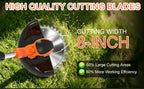 Cordles Weed Wacker, 21V Electric Weed Eater Battery Powered, No String Trimmer with Wheels &amp; Metal Blades, Lightweight Grass Trimmer/Lawn Edger/Brush Cutter, Stringless Weed Trimmer for Yard Garden
