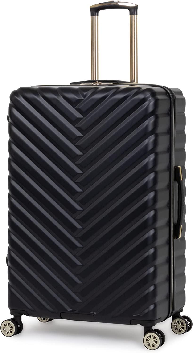 Women's Madison Square Hardside Chevron Expandable Luggage, Black, 28-Inch Checked