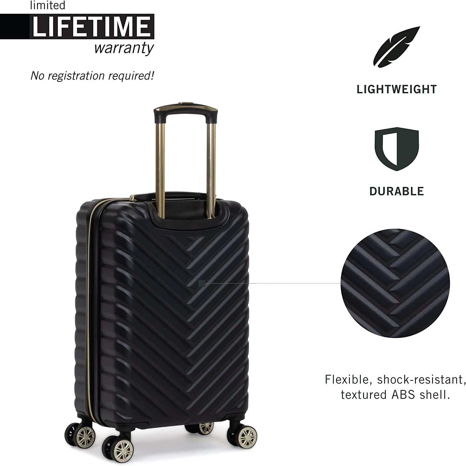 Women's Madison Square Hardside Chevron Expandable Luggage, Black, 28-Inch Checked