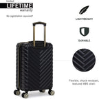 Women's Madison Square Hardside Chevron Expandable Luggage, Black, 2-Piece Set (20" &amp; 28")
