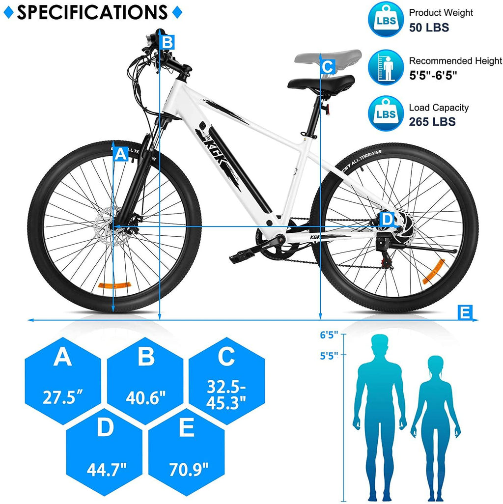 WOOKRAYS Electric Bike 350W Electric Mountain Bike 27.5'' Electric Bicycle for Adults, with 10.4Ah Removable Battery, 20MPH Professional 7 Speed E-Bike