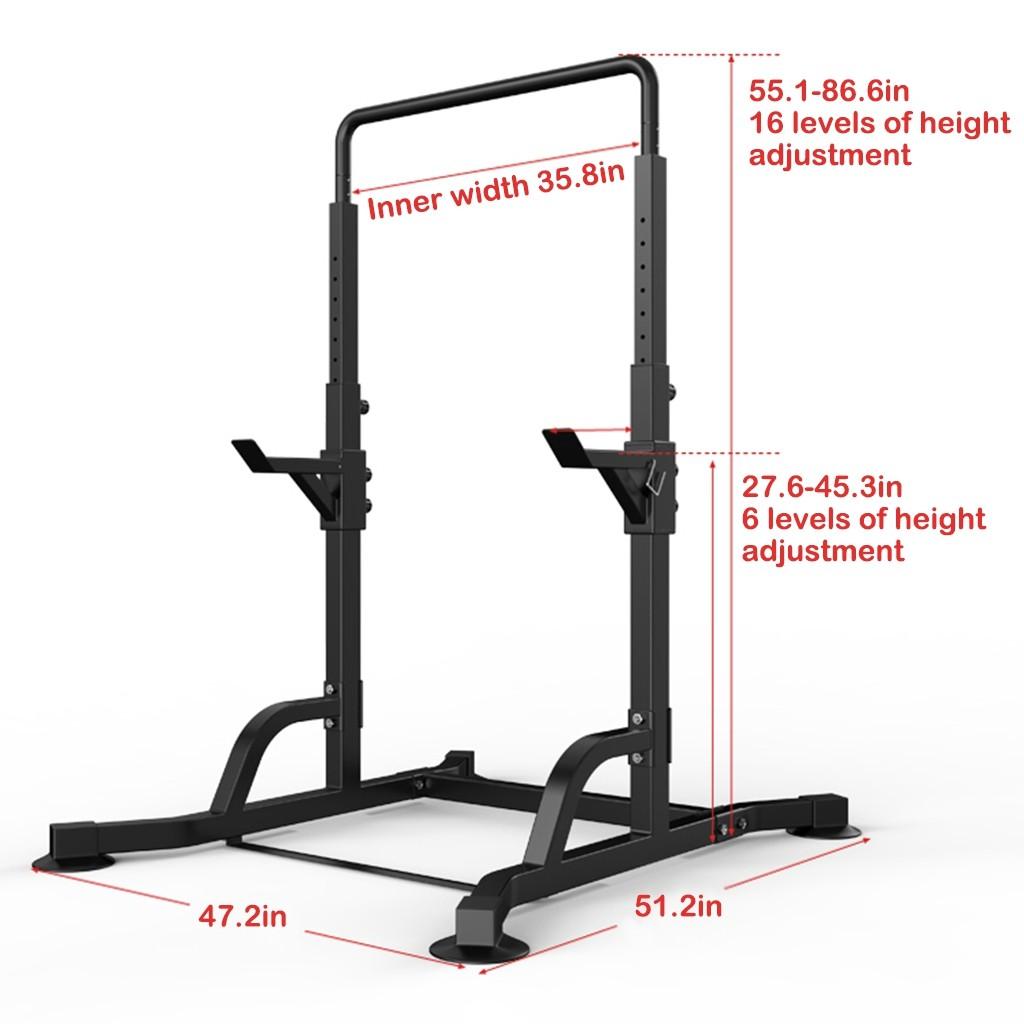 Pgyong Multifunctional Adjustable Power Rack Exercise Horizontal Bar Pull-up Squat Stand for Home Gym Fitness