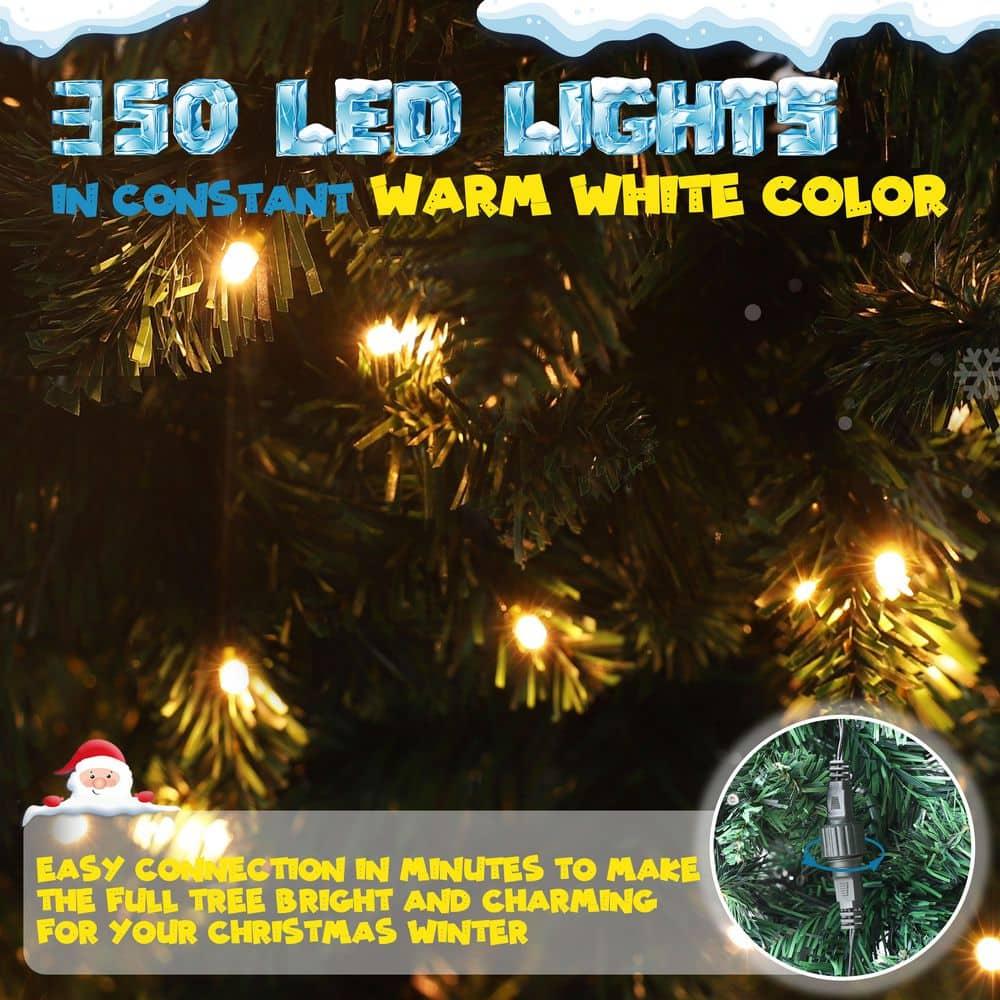 7.5 ft. Green Pencil Artificial Christmas Tree with White LED Lights