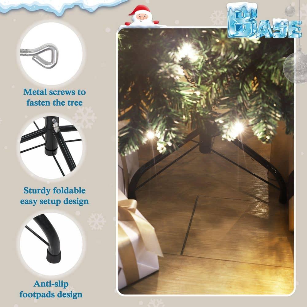 7.5 ft. Green Pencil Artificial Christmas Tree with White LED Lights