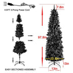 7.5 ft. Green Pencil Artificial Christmas Tree with White LED Lights