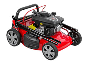 131cc Foldable Gas Lawn Mower, Self-Propelled Rear-Wheel Drive, 18 Inch Cutting Width, 50L Grass Bag, 3-in-1 Mulching/Side Discharge/Rear-Bagging, Lightweight Push-Button Start Mower