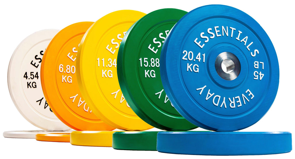 Everyday Essentials Color Coded Olympic Bumper Plate Weight Plate with Steel Hub, 260 Lbs.