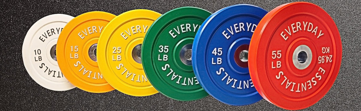 Everyday Essentials Color Coded Olympic Bumper Plate Weight Plate with Steel Hub, 260 Lbs.