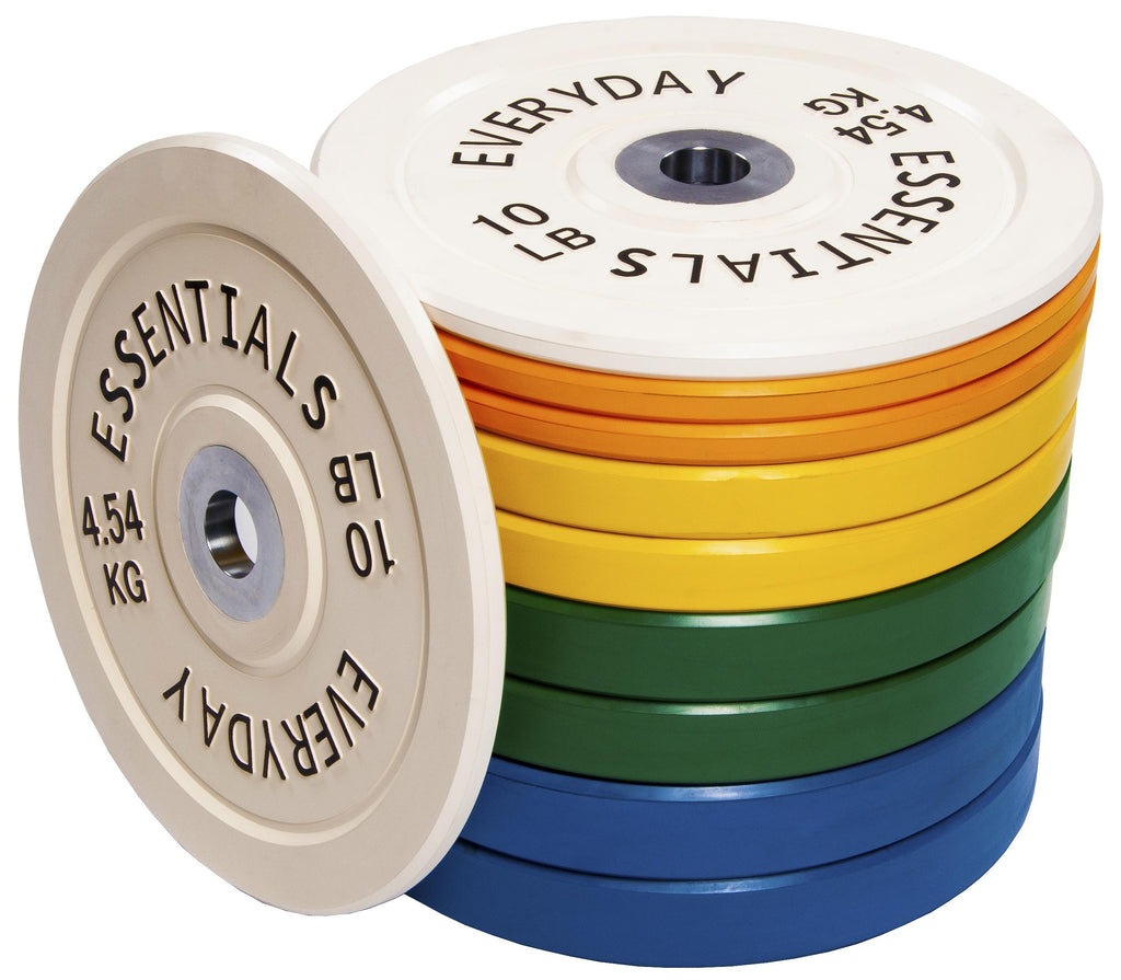 Everyday Essentials Color Coded Olympic Bumper Plate Weight Plate with Steel Hub, 260 Lbs.