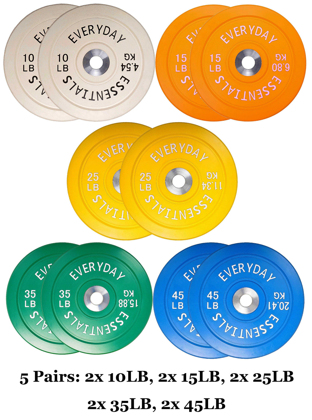 Everyday Essentials Color Coded Olympic Bumper Plate Weight Plate with Steel Hub, 260 Lbs.