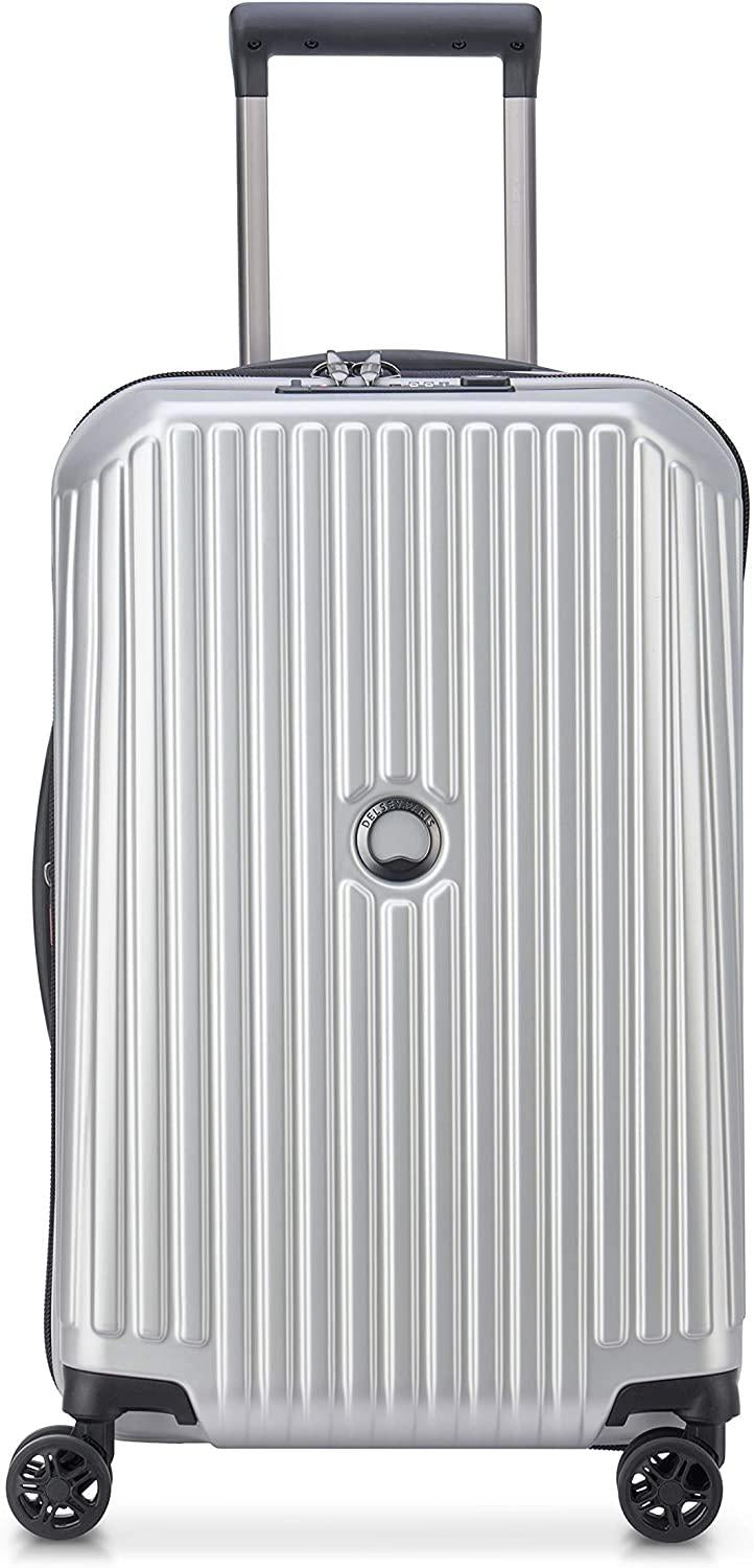 Securitime Expandable Luggage with Spinner Wheels, Silver, Carry-On 19 Inch