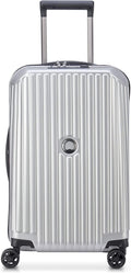 Securitime Expandable Luggage with Spinner Wheels, Silver, Carry-On 19 Inch