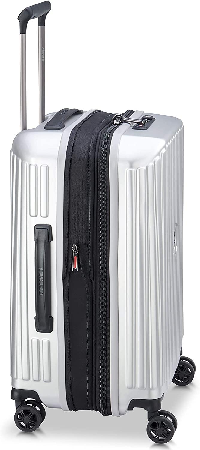 Securitime Expandable Luggage with Spinner Wheels, Silver, Carry-On 19 Inch