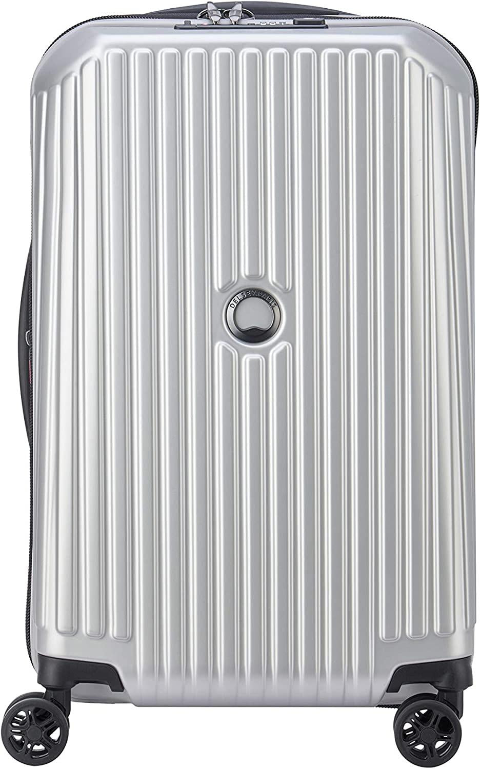 Securitime Expandable Luggage with Spinner Wheels, Silver, Carry-On 19 Inch