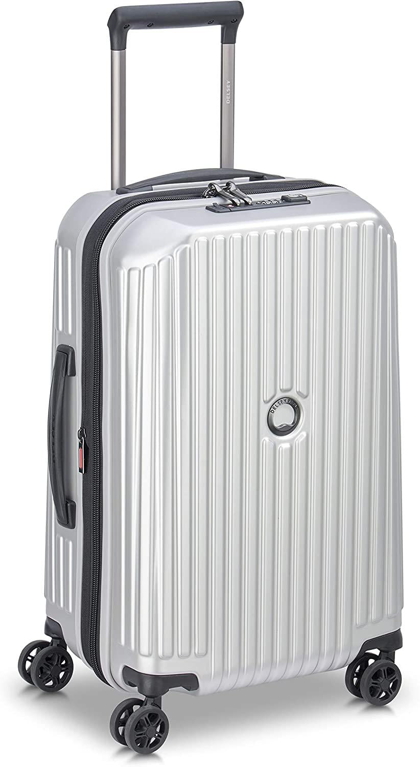Securitime Expandable Luggage with Spinner Wheels, Silver, Carry-On 19 Inch