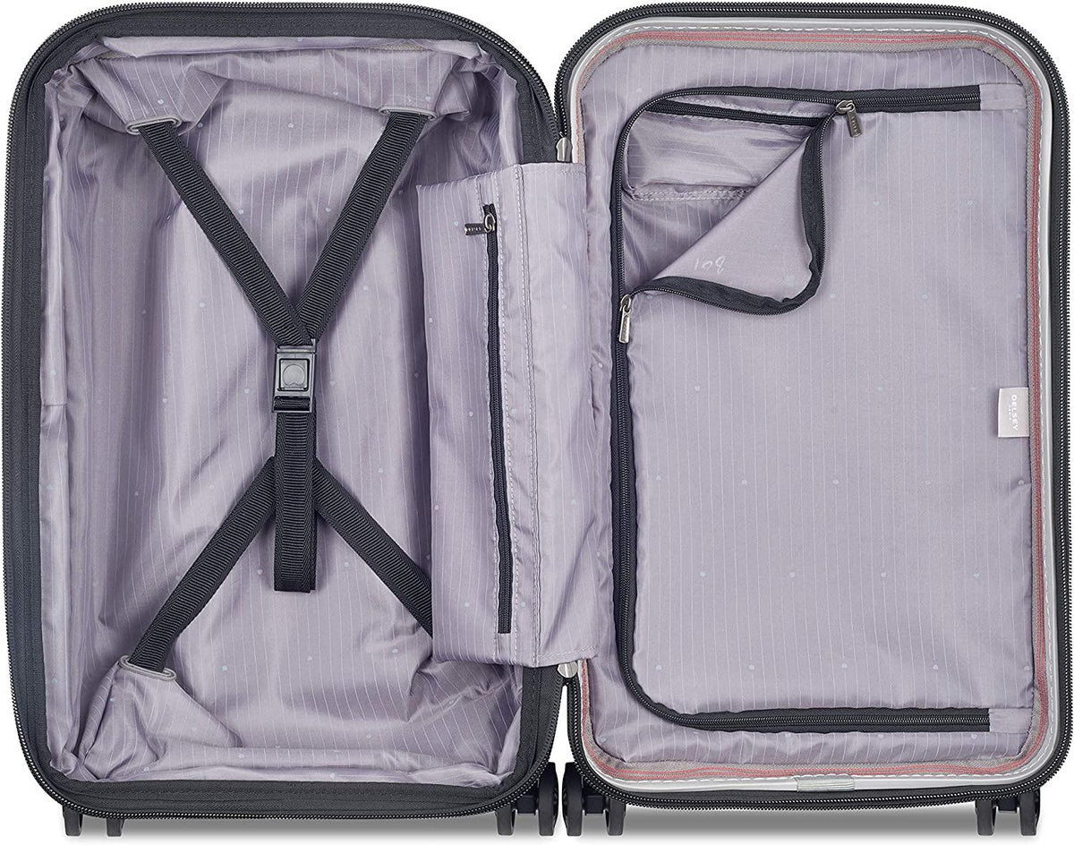 Securitime Expandable Luggage with Spinner Wheels, Silver, Carry-On 19 Inch
