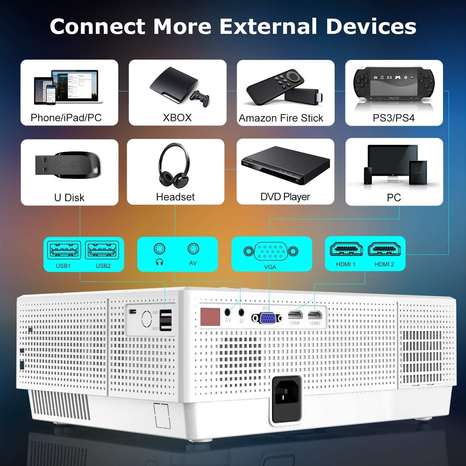 9500l lumens wifi 4k hd 1080p home theater smart projector hdmi for pc ps4 tv